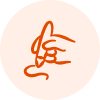 advanced customization icon with a hand-drawn brush stroke on a peach circular background