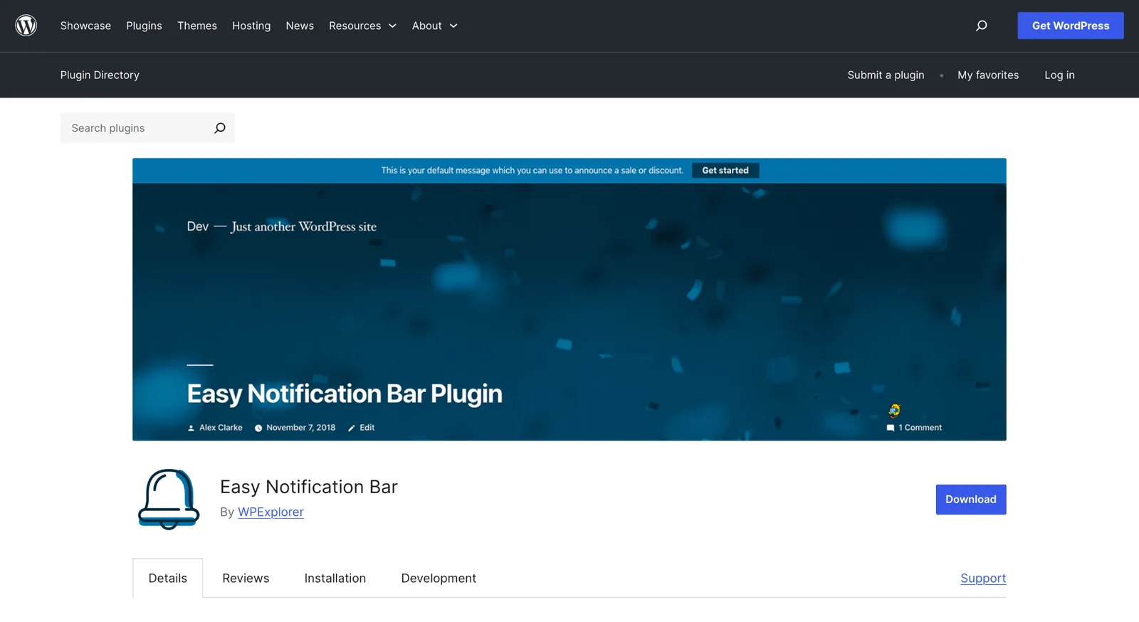 Easy Notification Bar lightweight announcement bars