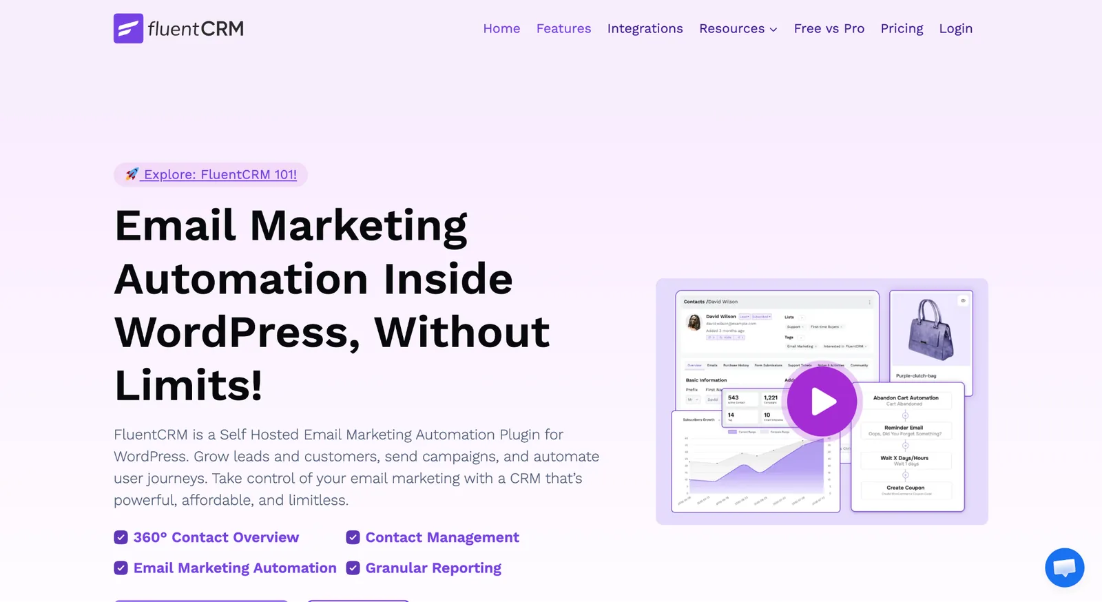 FluentCRM email marketing automation inside WordPress