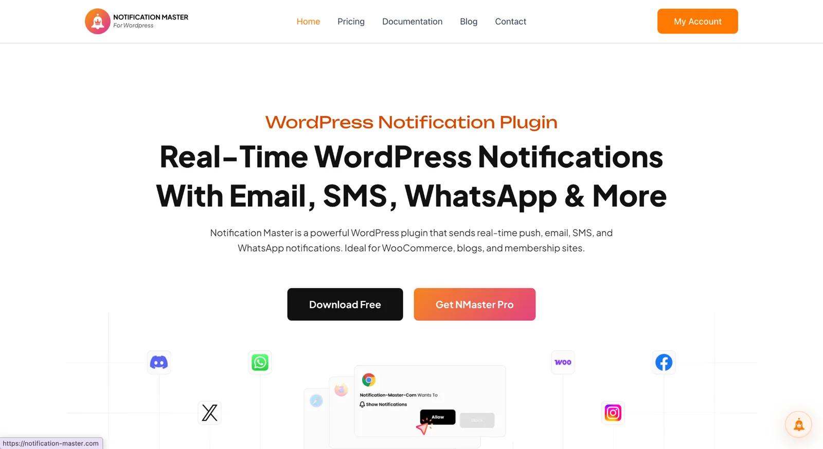Notification Master WordPress notification plugin homepage