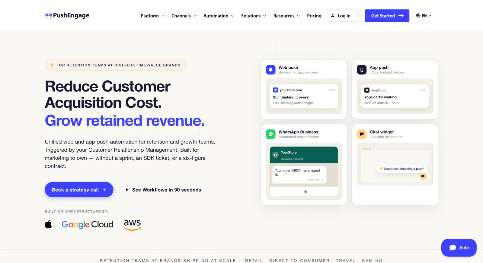 PushEngage browser push notification platform for WordPress